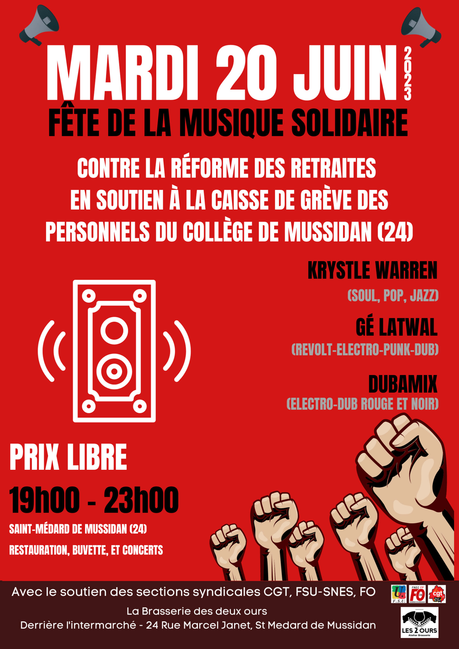 Affiche fête de la musique à Mussidan